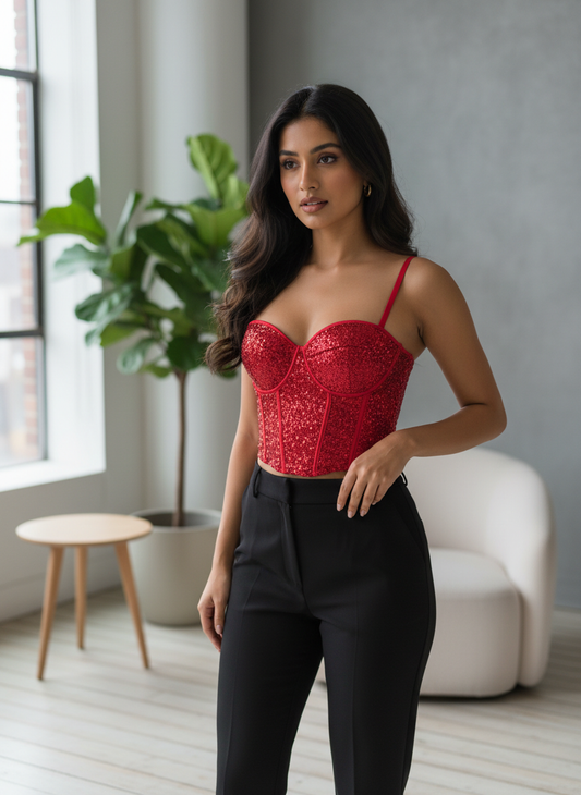 Sequin Padded Corset Top